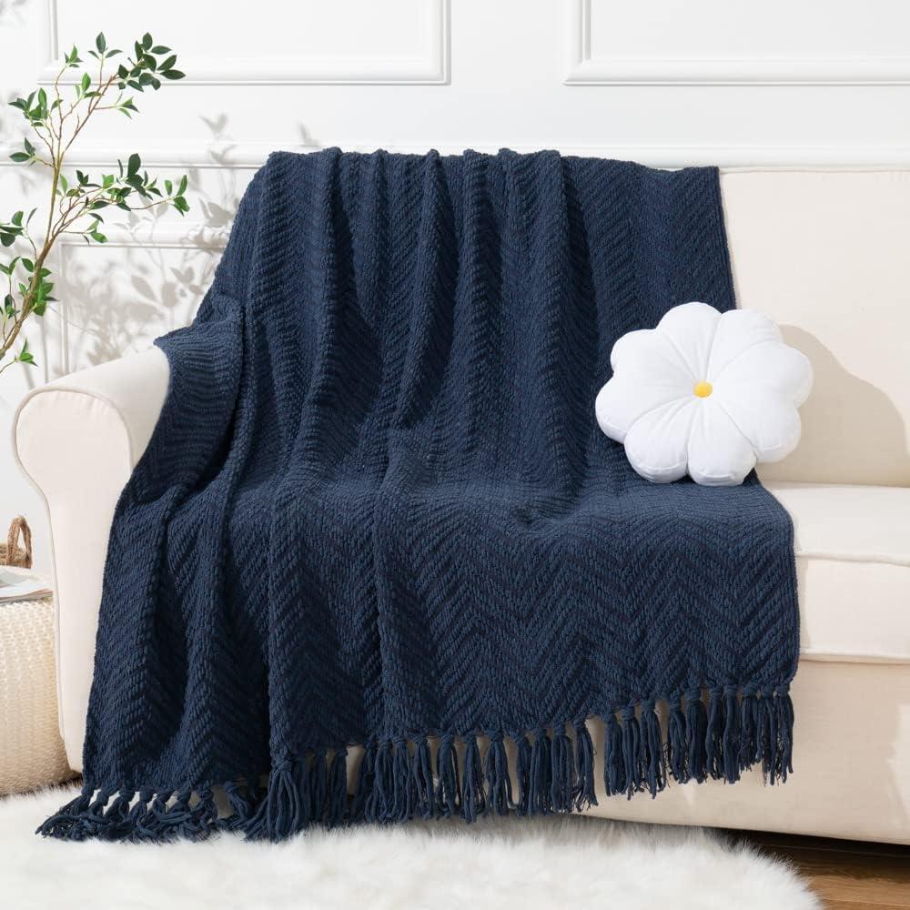 Battilo Home Throw Blanket for Couch, Super Soft Cozy Warm Throws for Twin Bed, Knit Woven Chenille Blanket Versatile for Sofa Bedroom Home Decor