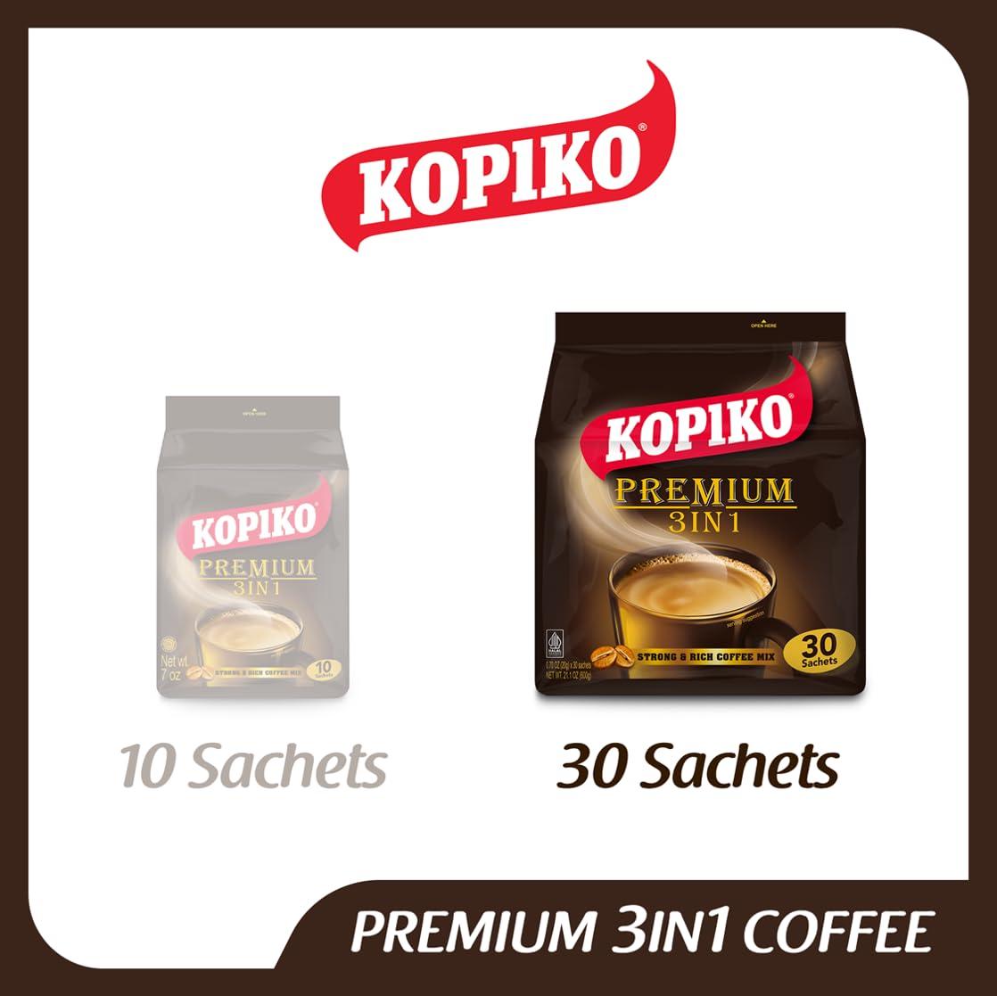 Kopiko Premium 3-in-1 Instant Coffee Authentic Indonesian Volcanic Coffee 21.2 Oz. - 30 Sachets (Pack of 2)