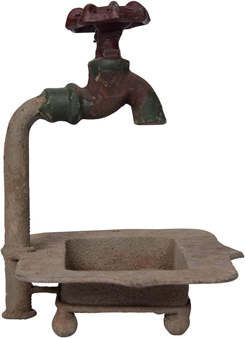 Creative Co-Op Rustic Metal Soap Dish with Faucet