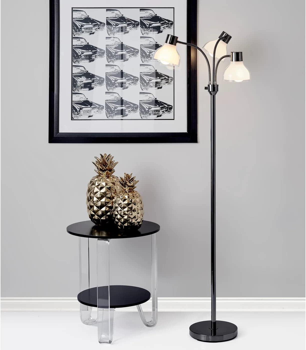 Black Nickel Adjustable 3-Arm Arc Floor Lamp