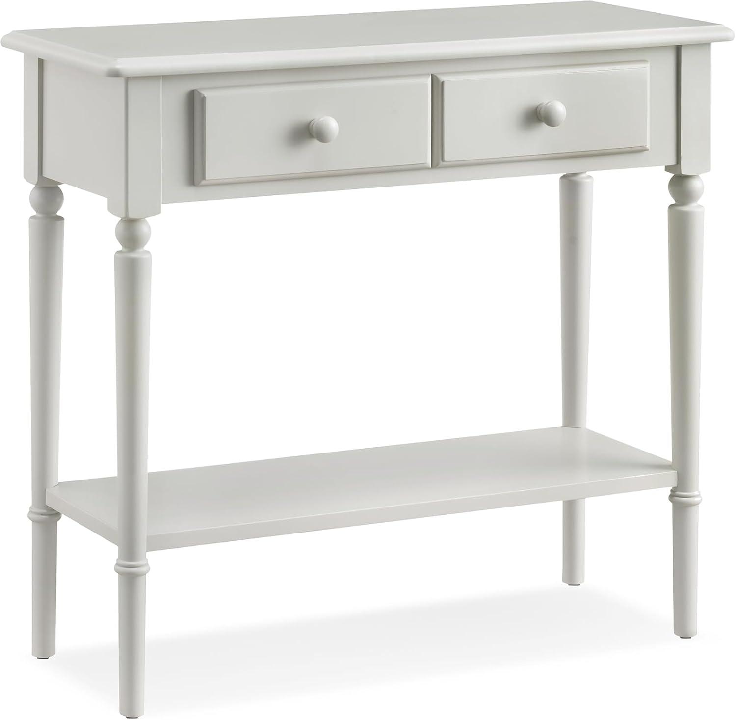 Leick Home Coastal Notions Solid Wood Console Table with Shelf, White