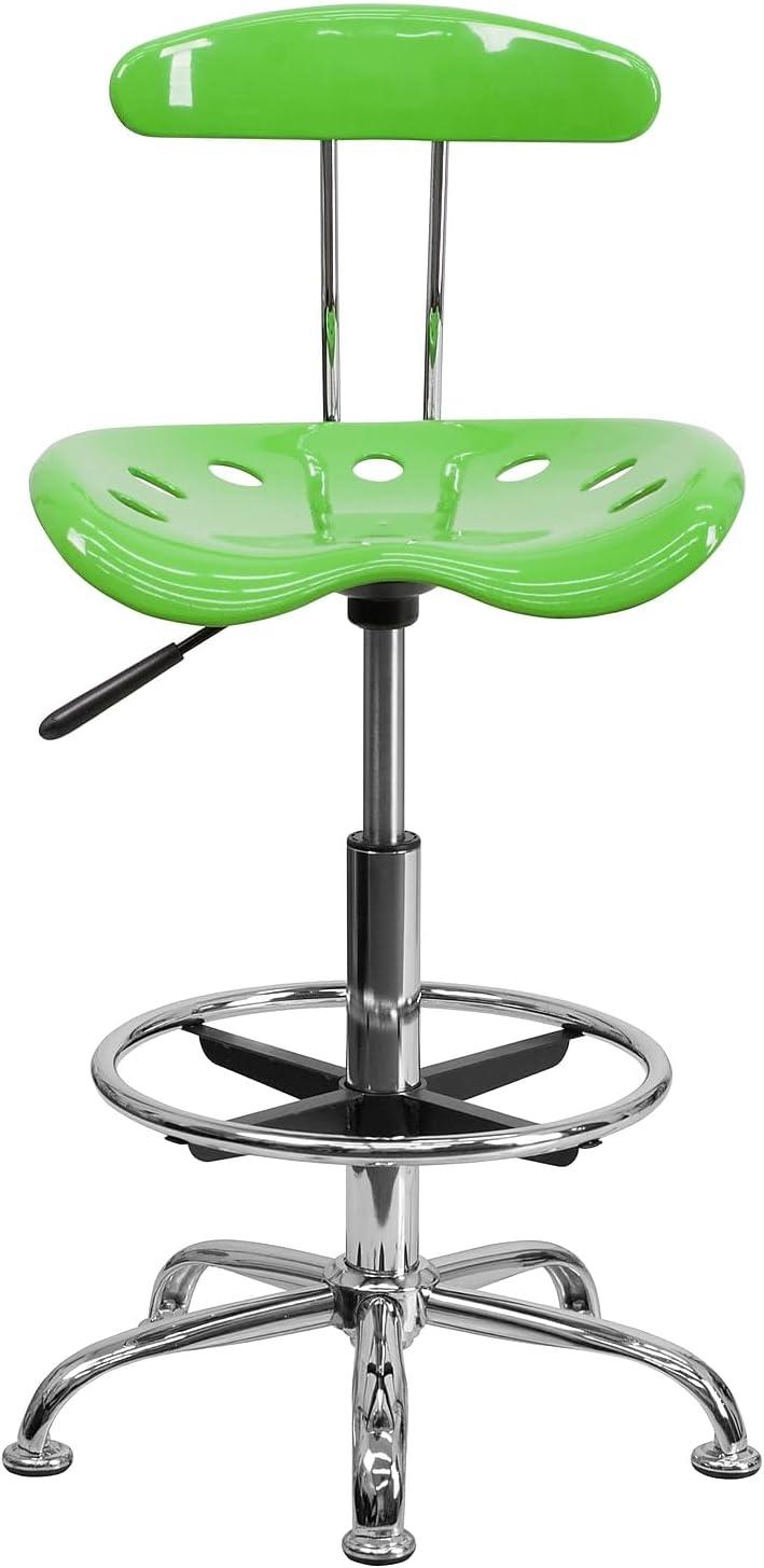 Flash Furniture Monroe Vibrant Chrome Drafting Stool with Tractor Seat