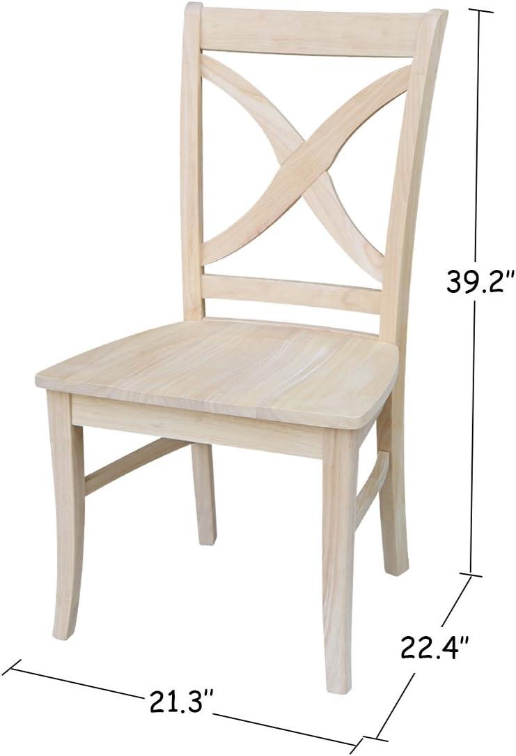 Set of 2 Vineyard Curved X Back Chair Unfinished - International Concepts: Solid Wood, High Back