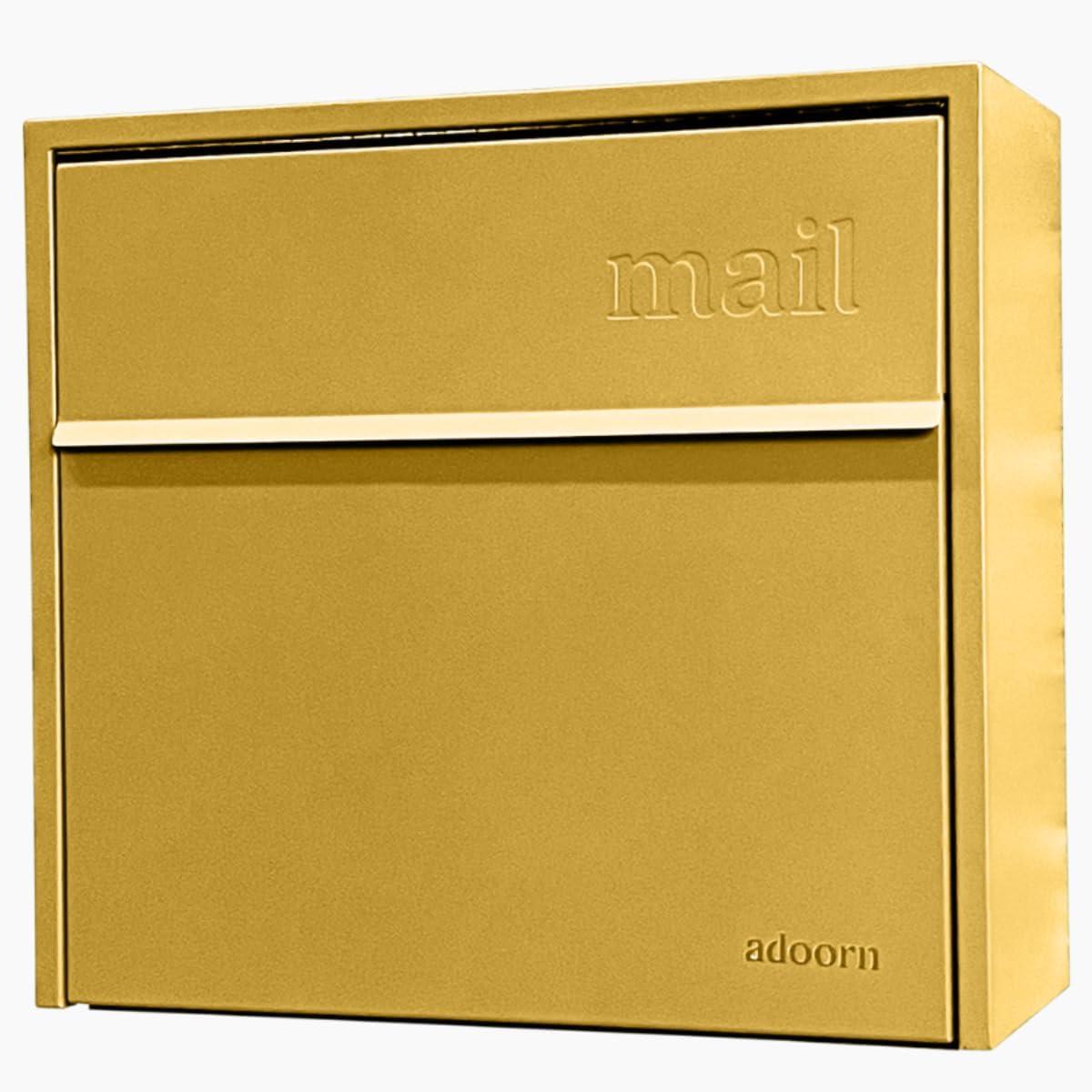 Small Yellow Galvanized Steel Wall Mount Locking Mailbox