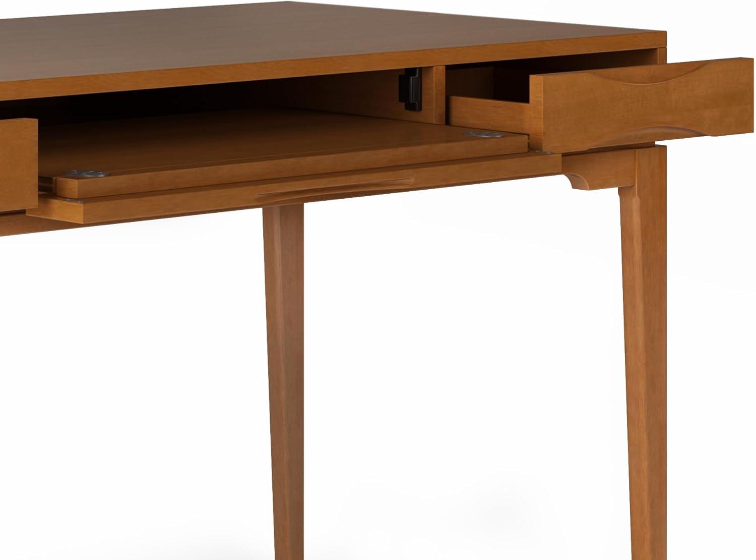 Simpli Home Harper Solid Wood Mid-Century Modern 60" Desk in Light Golden Brown