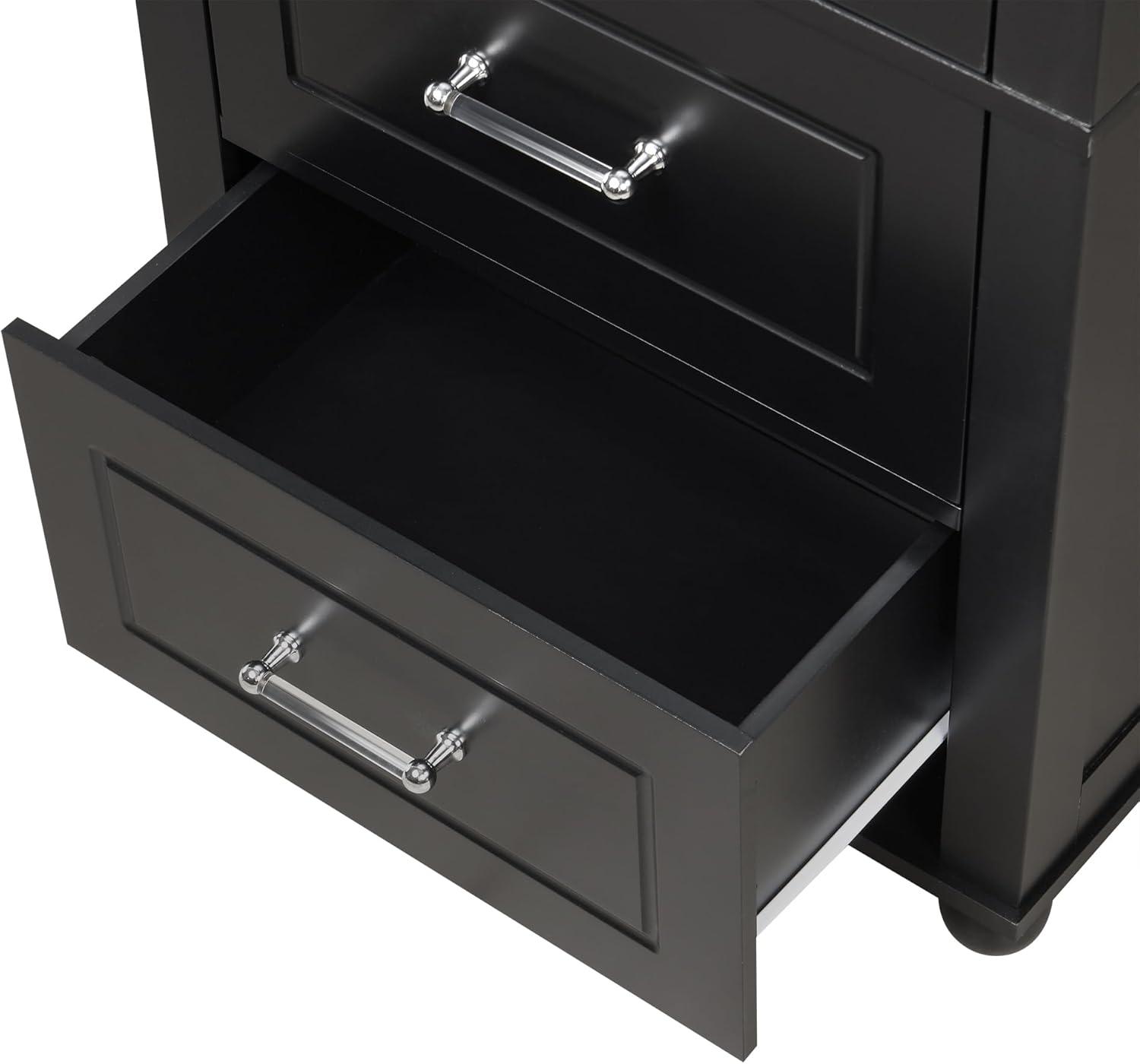 Black Tall Bathroom Storage Cabinet with Drawers and Dividers