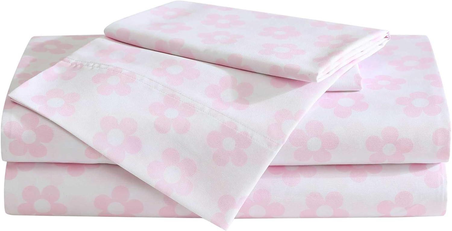 Betsey Johnson Retro Daisy Pink King Sheet Set
