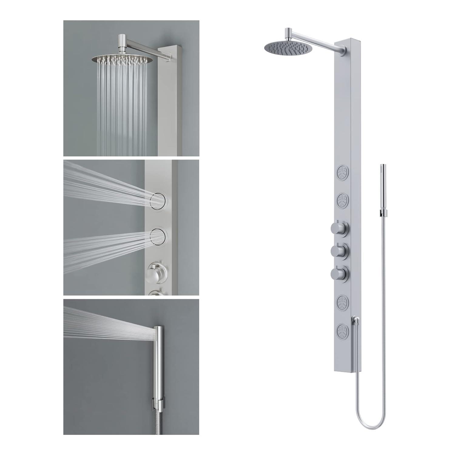 Sutton 58" H X 4" W EZDivert™ 4-Jet Shower System with Hand Shower Wand and Adjustable Shower Head