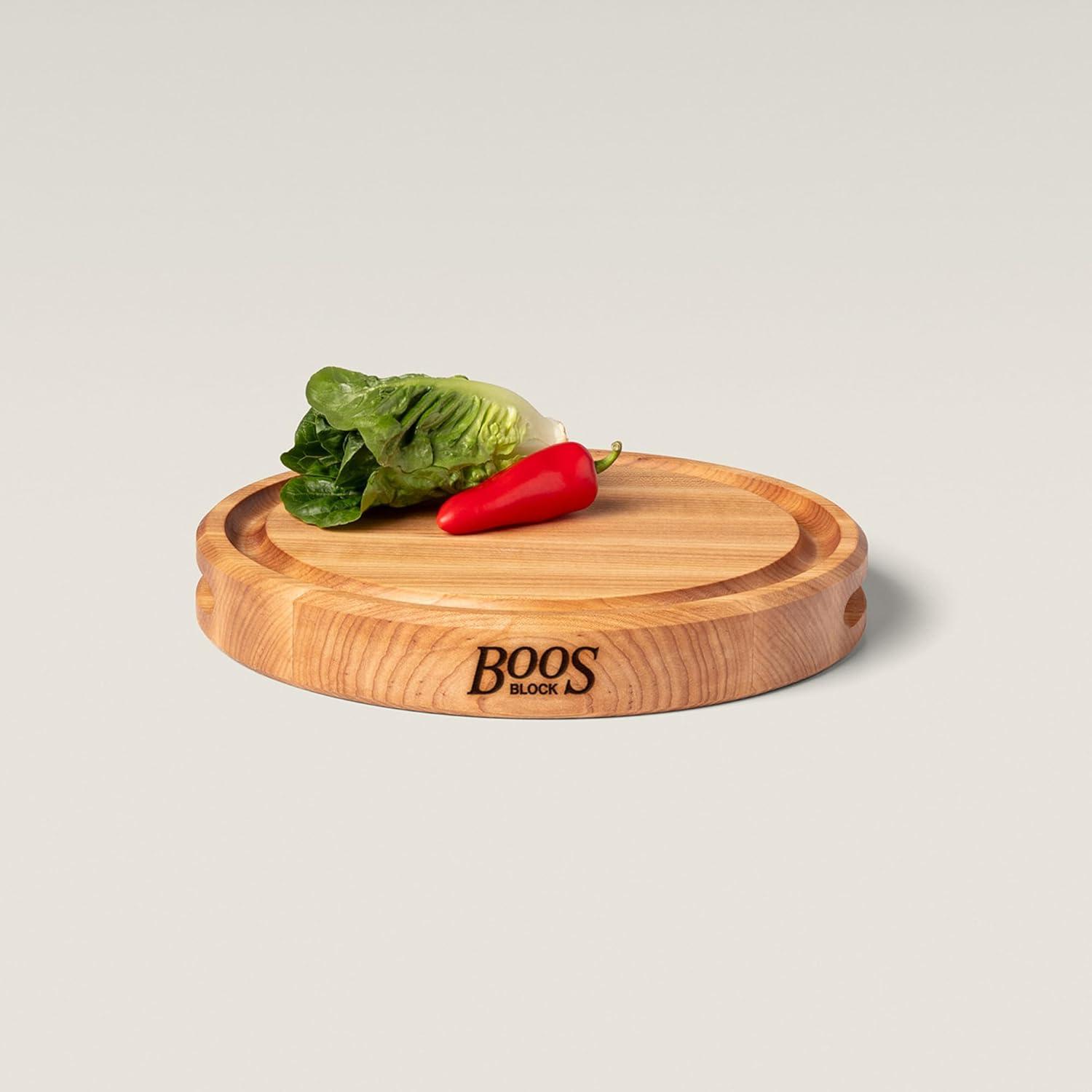 John Boos Chef's Collection Round Maple Cutting Board with Groove