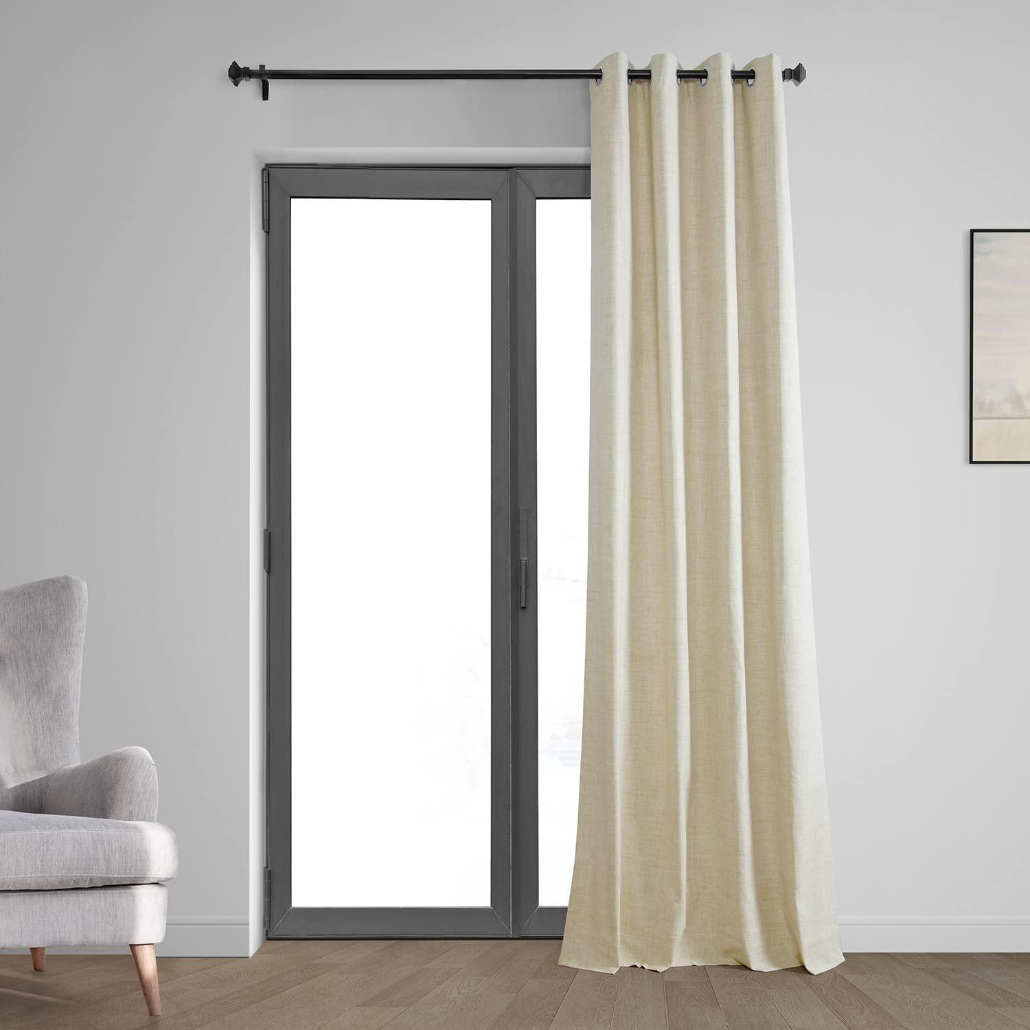 HPD Half Price Drapes Grommet Blackout Curtains for Bedroom Thermal Cross Linen 50 X 84 (1 Panel), FLCW-CBO192-84-GR, Natural Light Beige