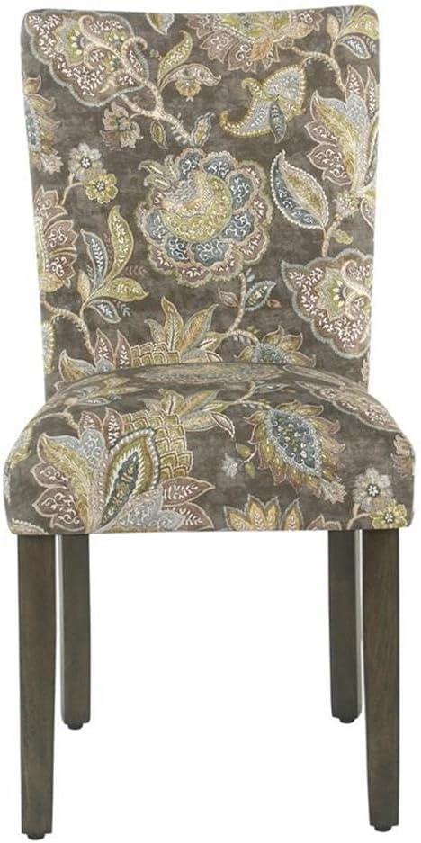 HomePop Parsons Classic Upholstered Accent Dining Chair, Set of 2, Multicolor Gray Floral