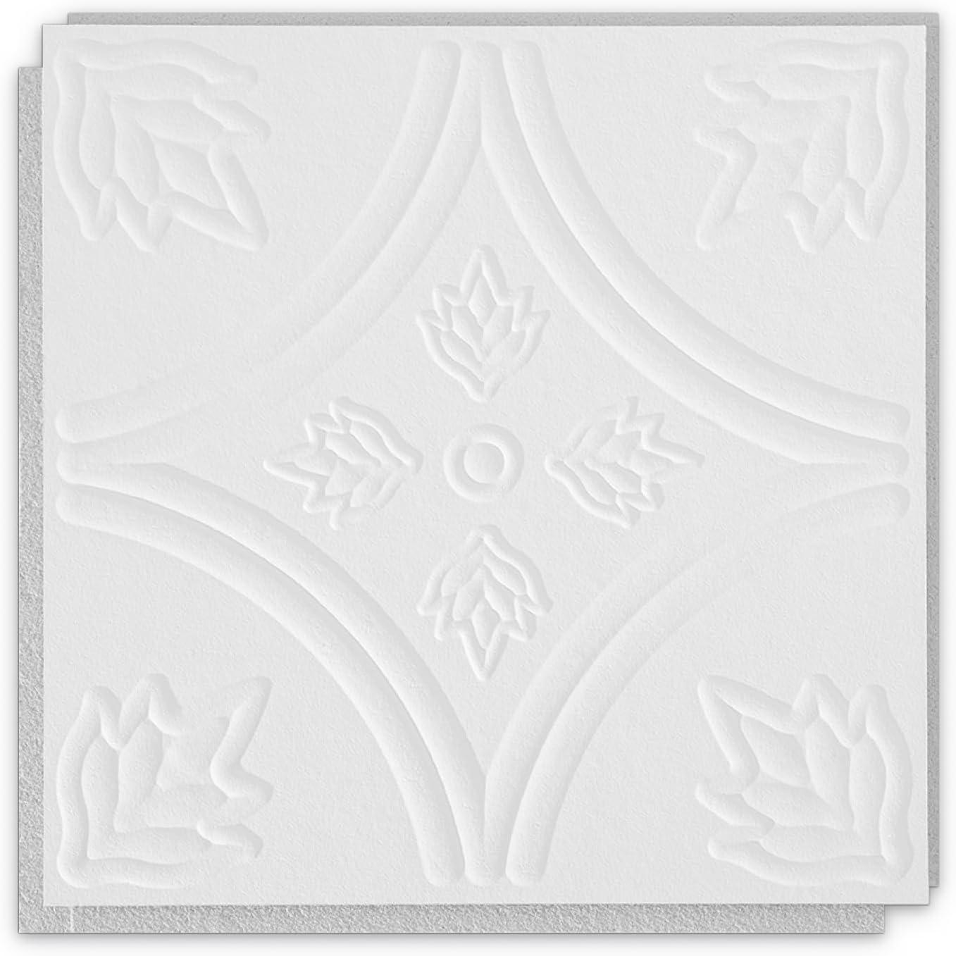 Armstrong 1x1 Circles Acoustic Ceiling Tiles for Surface Mounting, Glue Up, 40-tiles per pack, White