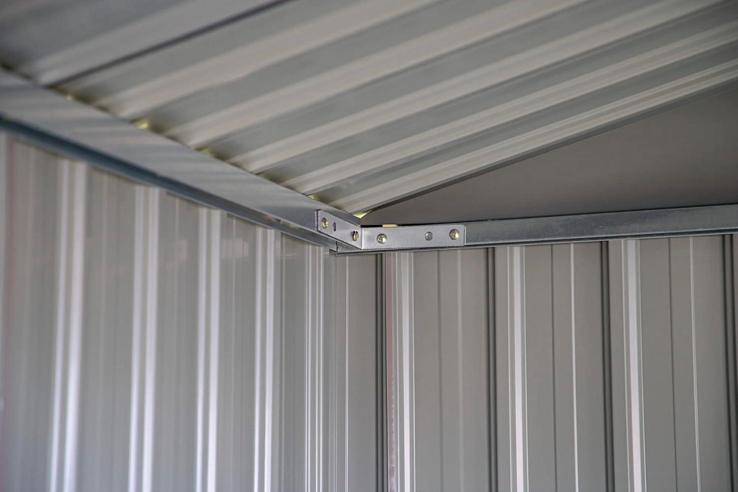 Tan 6' x 8' Galvanized Steel Outdoor Storage Shed with Lockable Doors