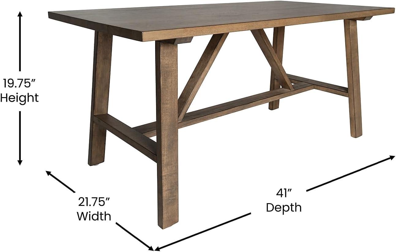 Flash Furniture Eli Solid Wood Farmhouse Coffee Table, Trestle Style Accent Table