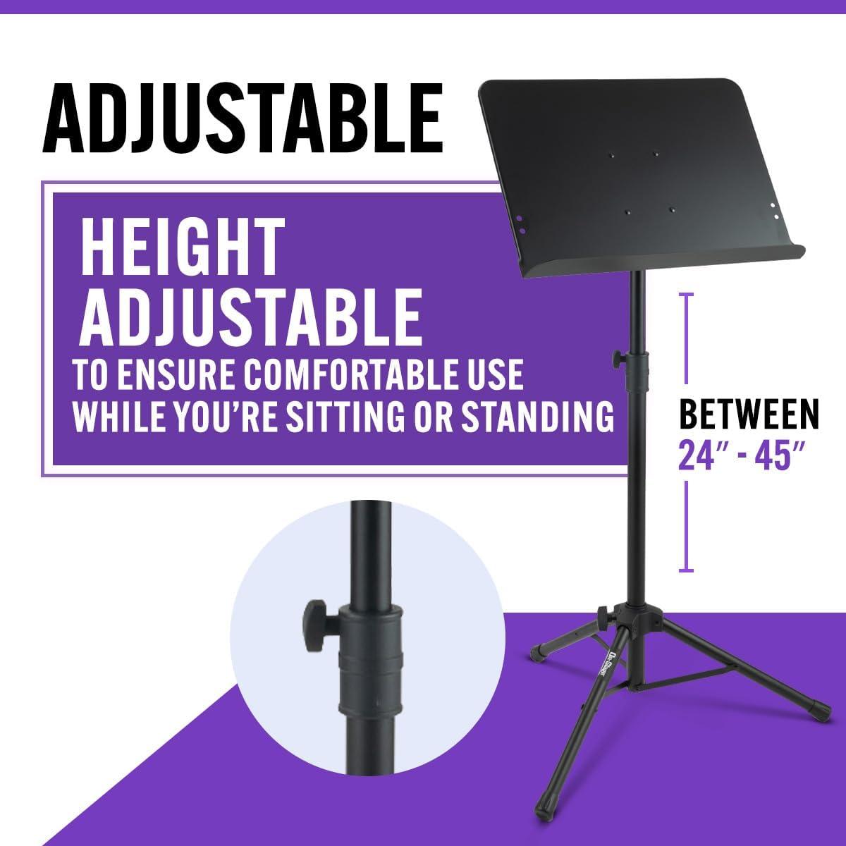 Black Adjustable Steel Folding Orchestral Music Stand