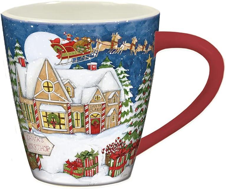 Santa's Workshop Blue Ceramic Christmas Mug