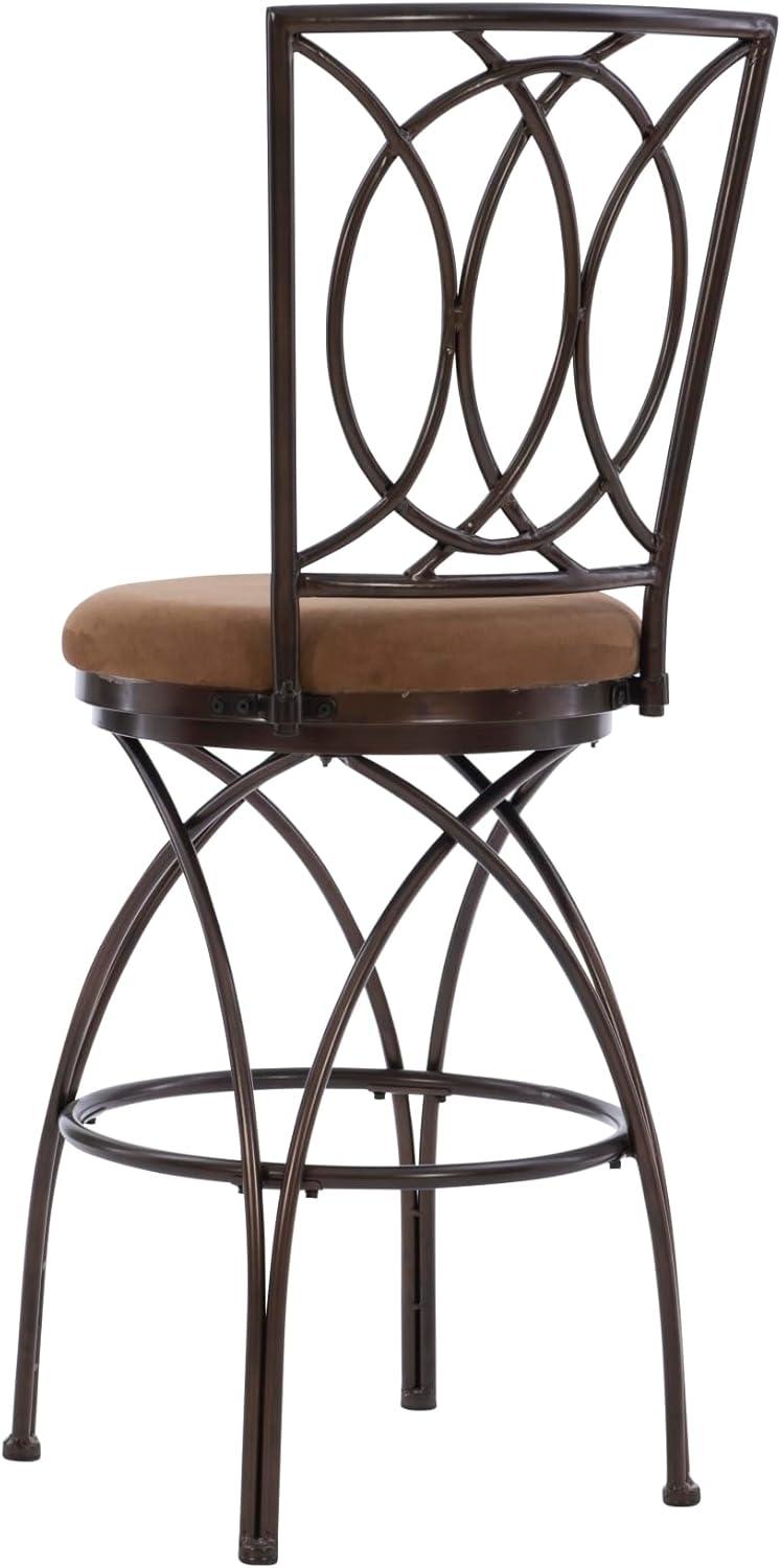 Linon Brasco 30" Big and Tall Steel Swivel Upholstered Bar Stool in Bronze