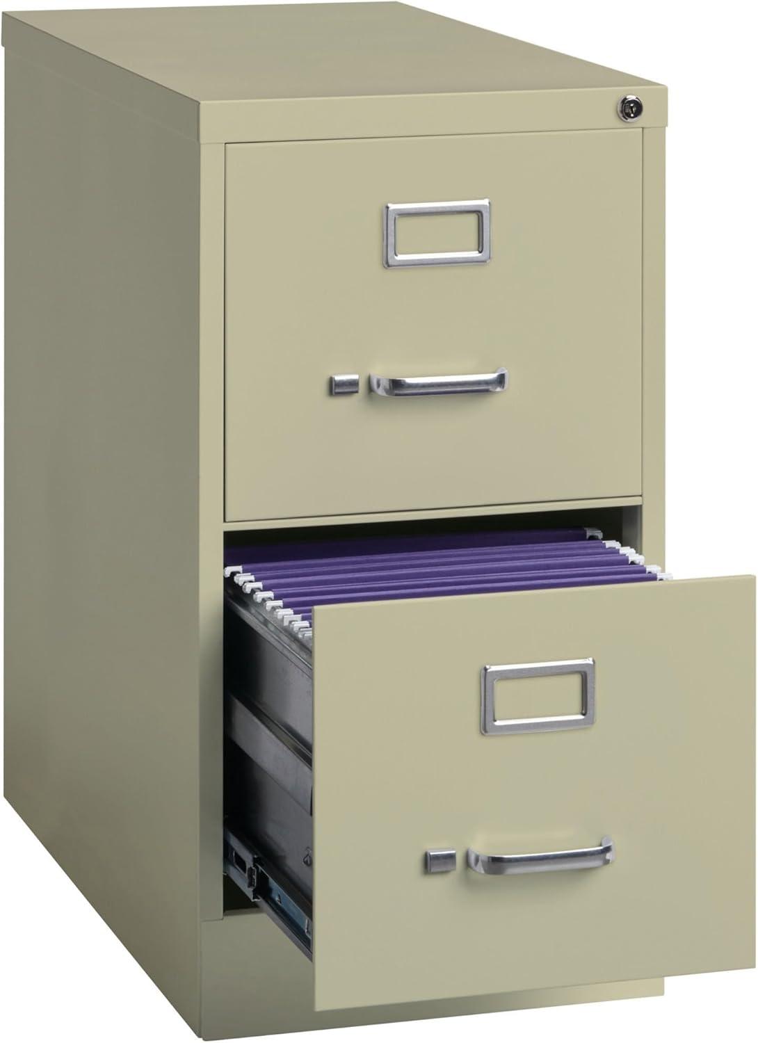 Lorell® 2-Drawer Vertical File, w/ Lock, 15"x25"x28-3/8", Putty (LLR60655)