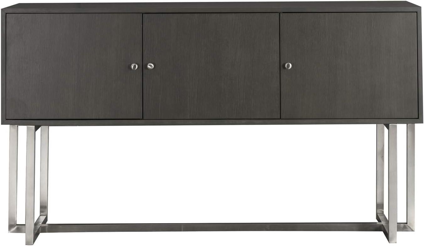 Armen Living Prague Modern Stainless Steel Storage Console Table in Gray