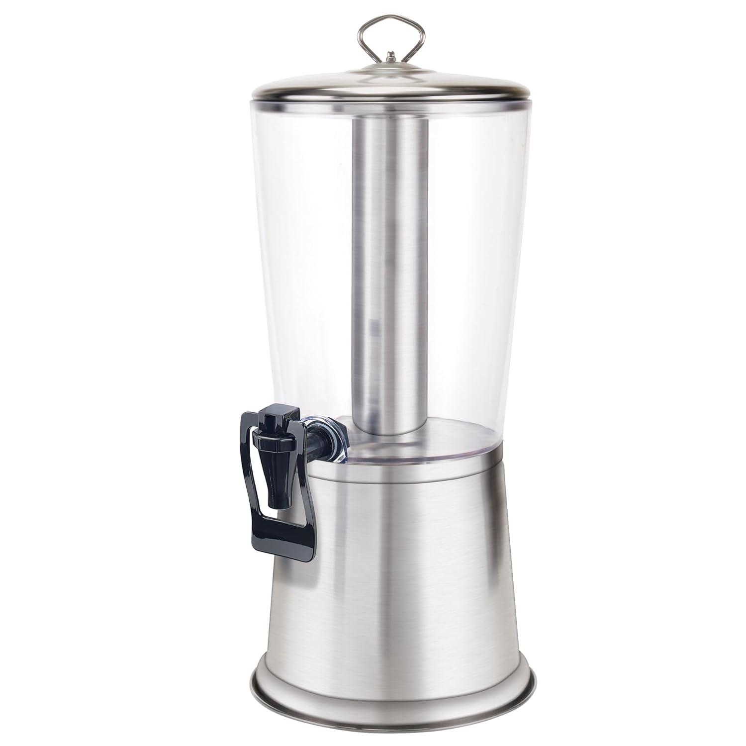 2 Gallon Clear Acrylic Beverage Dispenser with Stainless Steel Stand