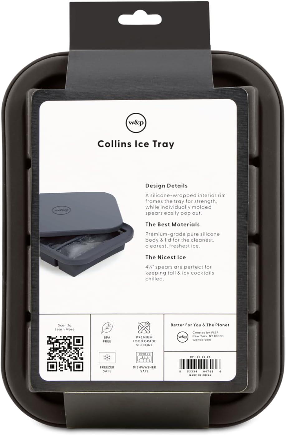 Charcoal Silicone Collins Ice Tray with Lid