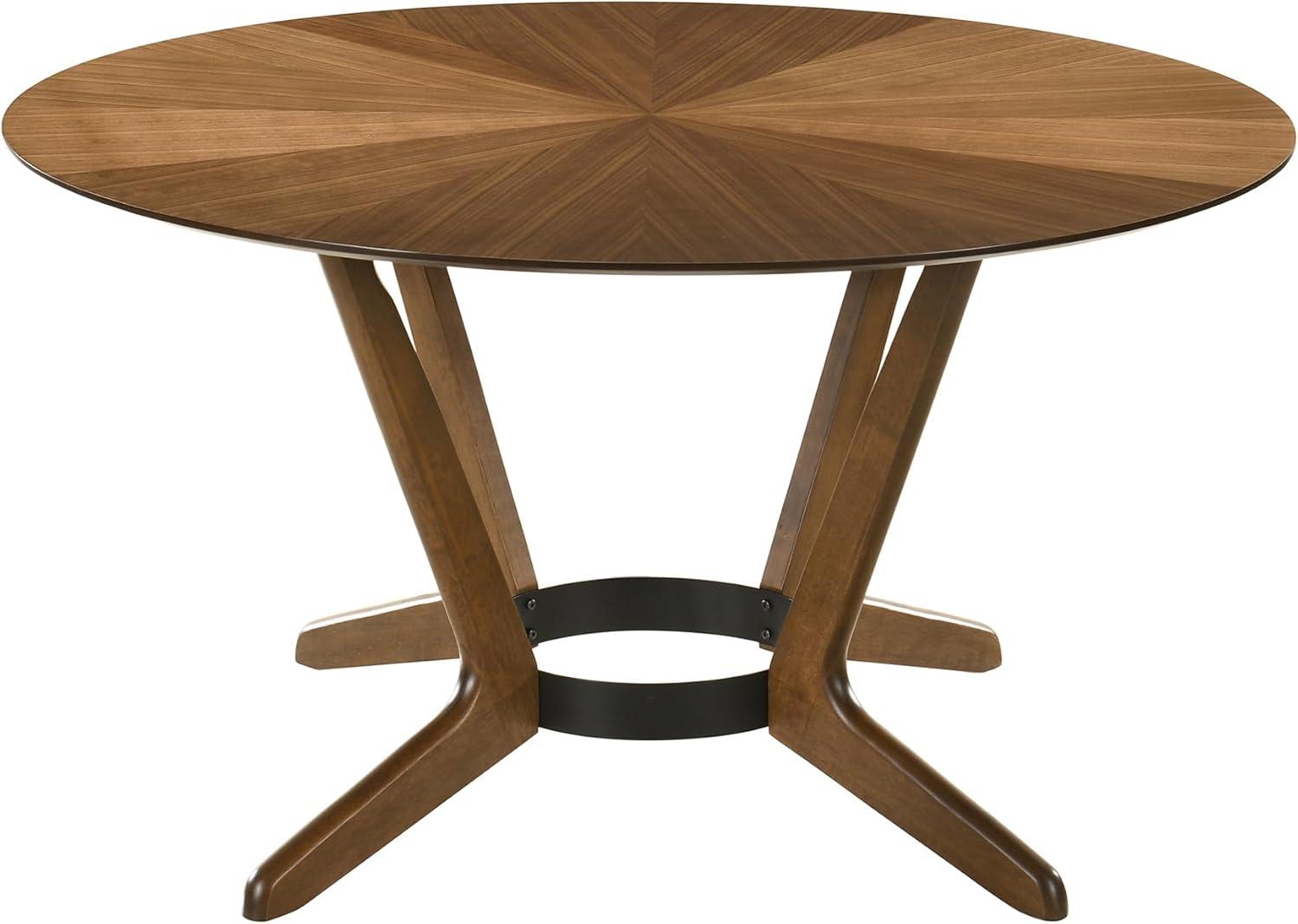 Santana Round Wood Dining Table in Walnut Finish