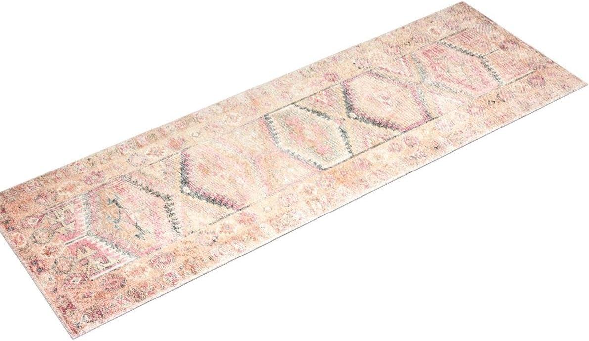 Layla Pink and Lagoon Vintage Distressed 9' x 12' Area Rug