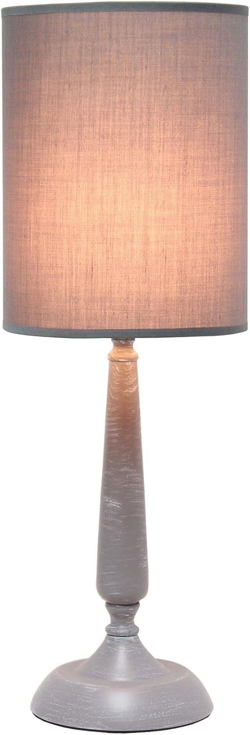 Gray Wash Metal Candlestick Table Lamp with Fabric Shade