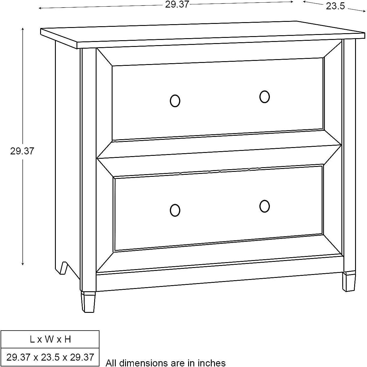 Edge Water Lateral File Cabinet Estate Black - Sauder: 2-Drawer, Mid-Century Modern, Paper Laminate Surface