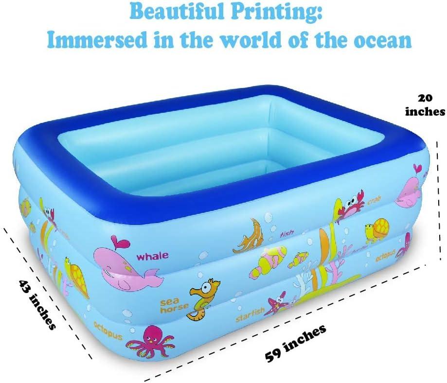 Ocean World Rectangular Inflatable Kiddie Pool with Pump