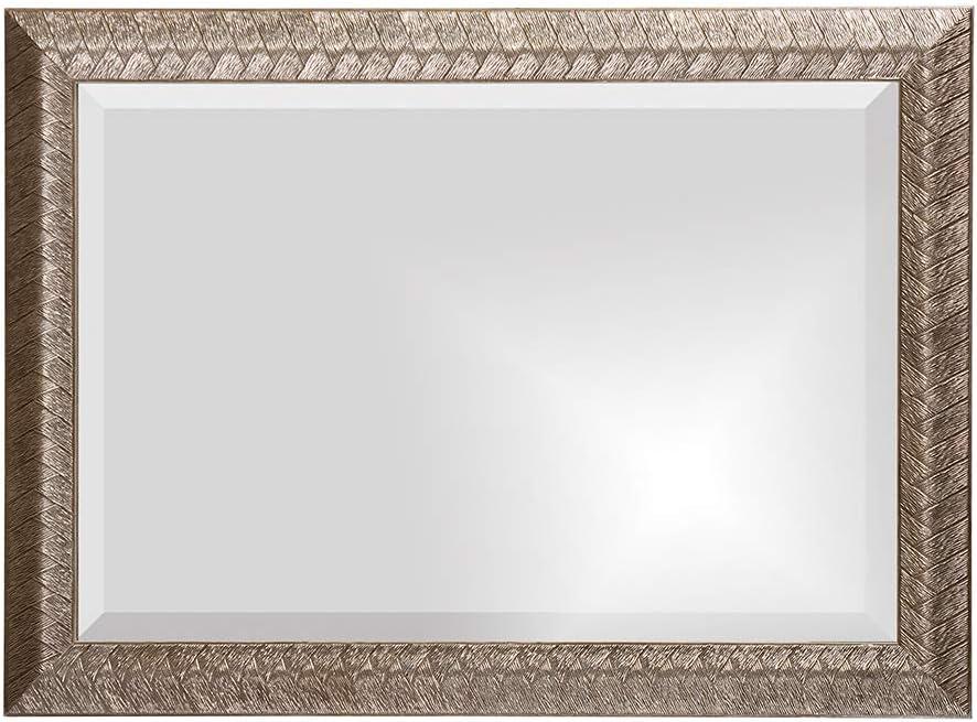 Transitional Braided Wood Frame Rectangular Mirror in Textured Silver Leaf