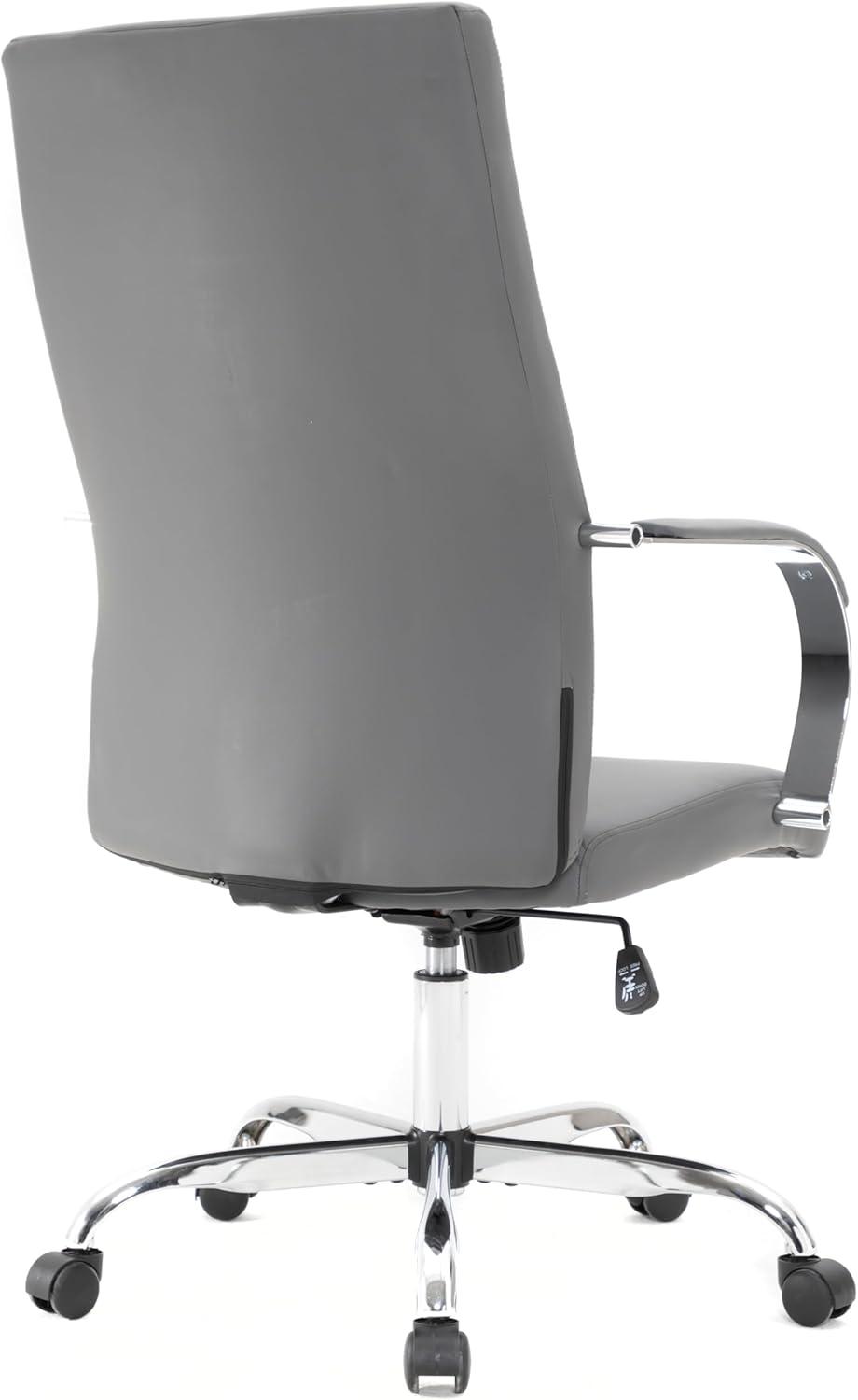 LeisureMod Sonora Modern High-Back Adjustable Swivel Leather Conference Office Chair in Grey