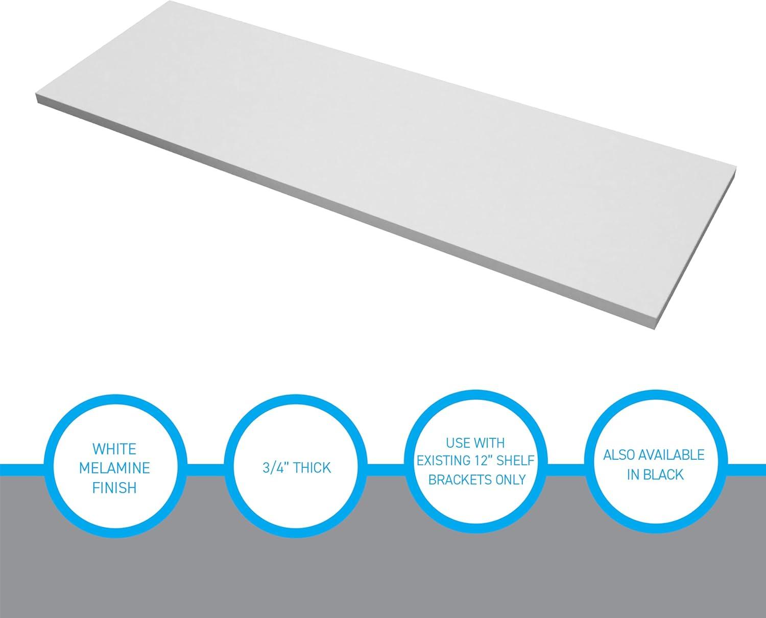 SSWBasics Laminated White Melamine Shelf Contemporary 12” x 36” x Single-Tier Minimalist