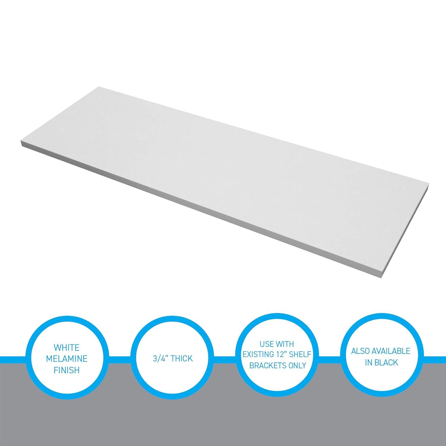 SSWBasics Laminated White Melamine Shelf Contemporary 12” x 36” x Single-Tier Minimalist