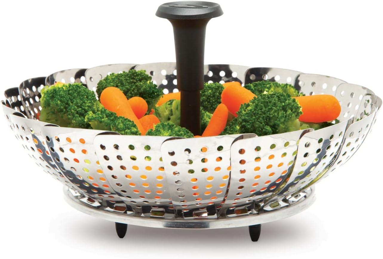 Stainless Steel Foldable Vegetable Steamer with Silicone Feet