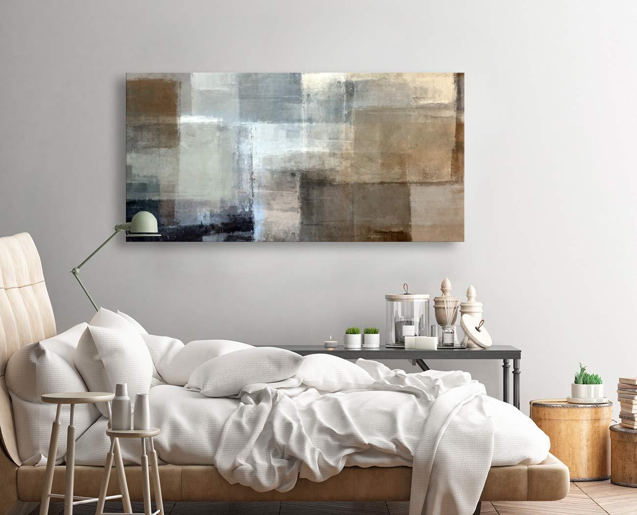 Baisuart Canvas Prints Abstract Wall Art Print Paintings Grey and Brown Stretched Canvas Wooden Framed for living Room Bedroom and Office Home Decor Artwork XLarge 24x48inch