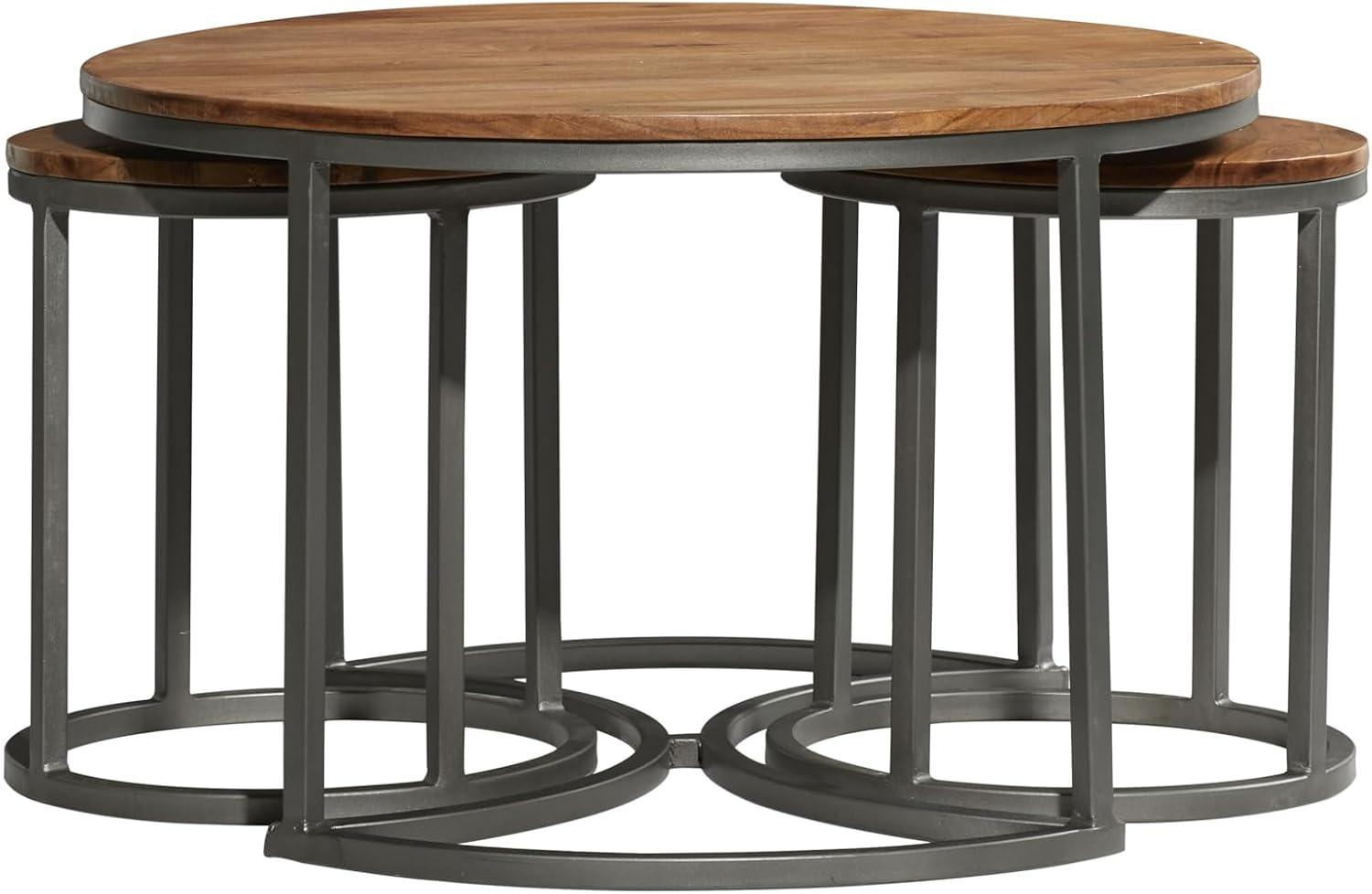 Set of 3 Contemporary Metal Coffee Tables Brown - Olivia & May