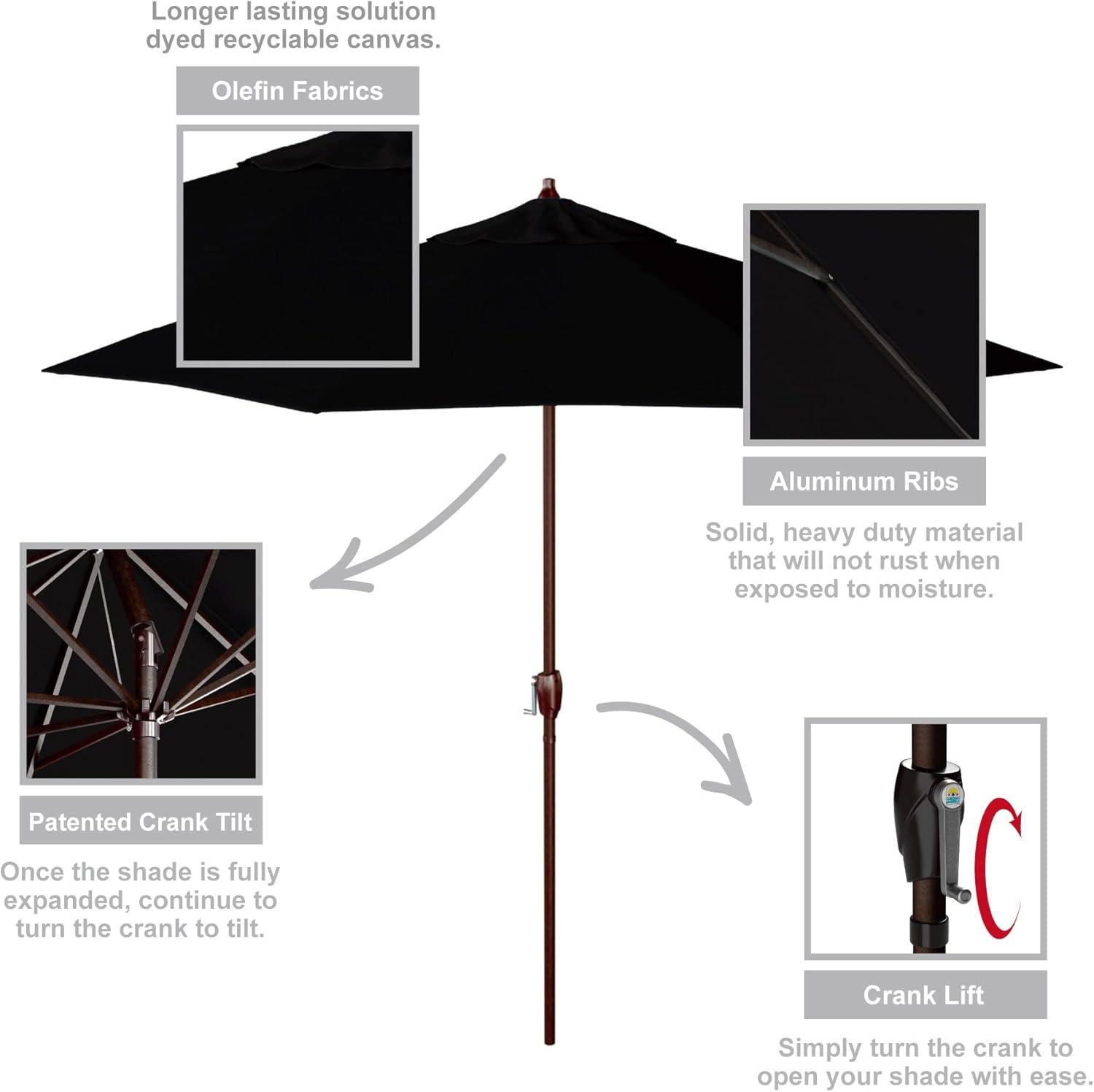 9 ft Black Aluminum Market Umbrella with Bronze Pole