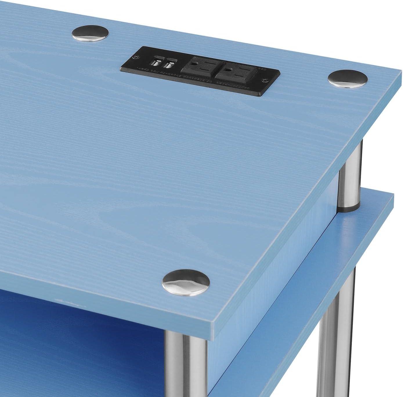 Designs2Go No Tools Student Desk with Charging Station in Blue Wood Finish