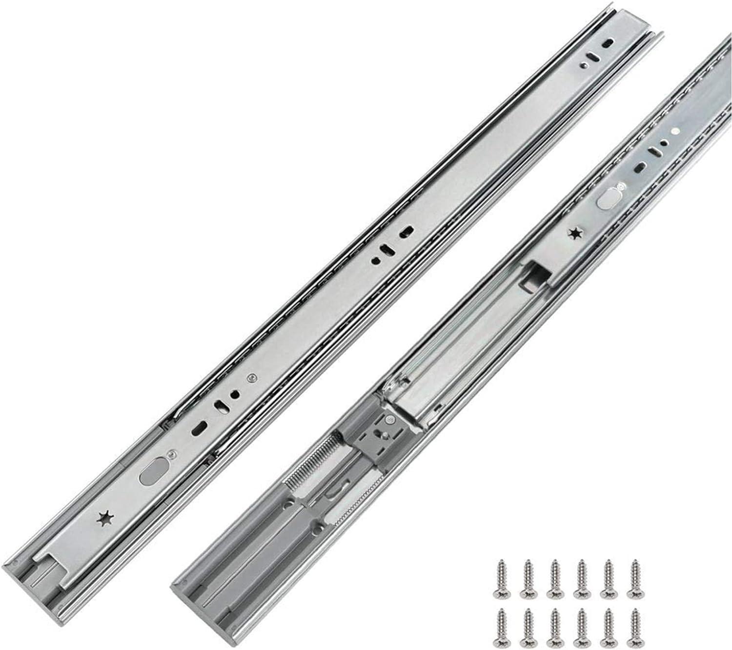 VVENACE 1 Pair 18 inch Soft Close Drawer Slides Full Extension Drawer Rails 100lb Ball Bearing Drawer Slides Side Mount Heavy Duty Slow Close Self Closing(Silver)