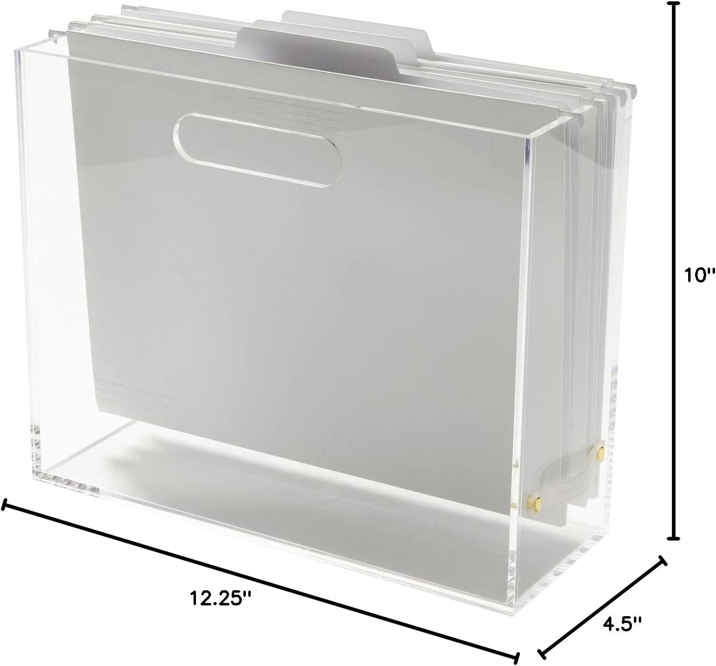 Clear Acrylic Slim Storage Box with Gold-Toned Hardware