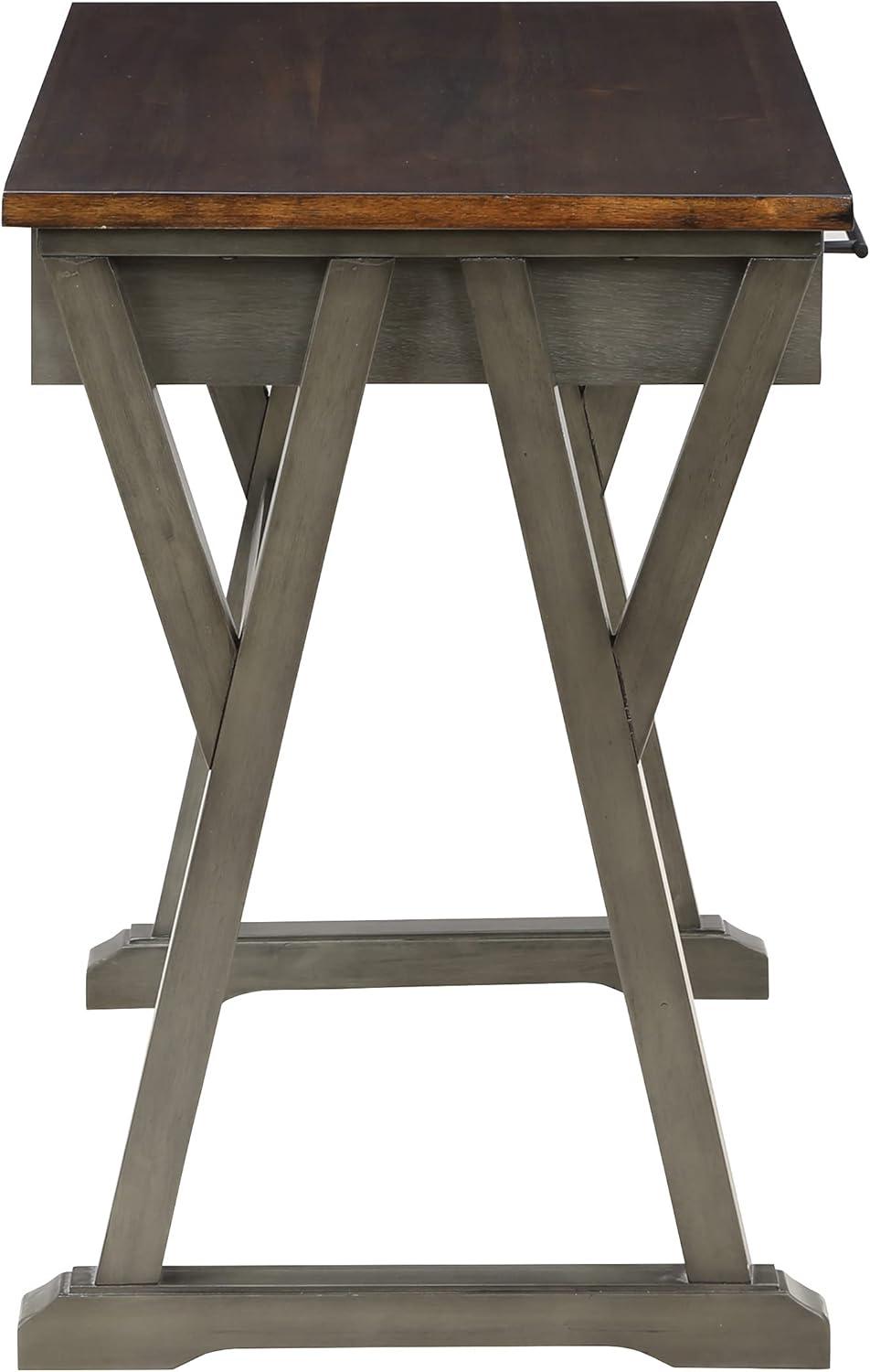 Jericho Slate Gray Rustic Wood Writing Desk with Drawers