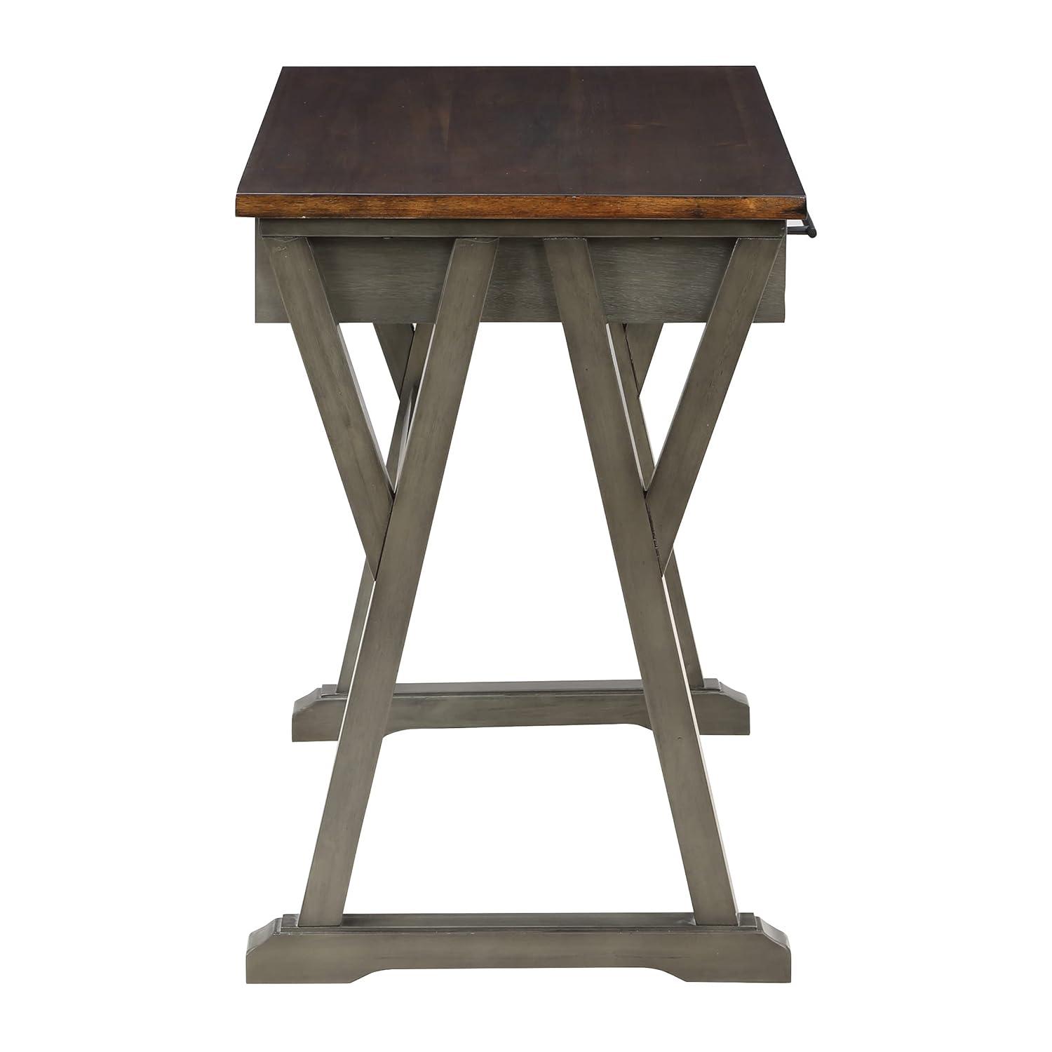 Jericho Rustic Writing Desk w/ Drawers in Slate Gray in Engineered Wood