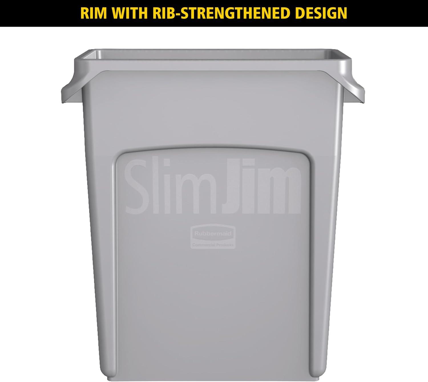 slim jim with venting channels, 23 gal, plastic, beige