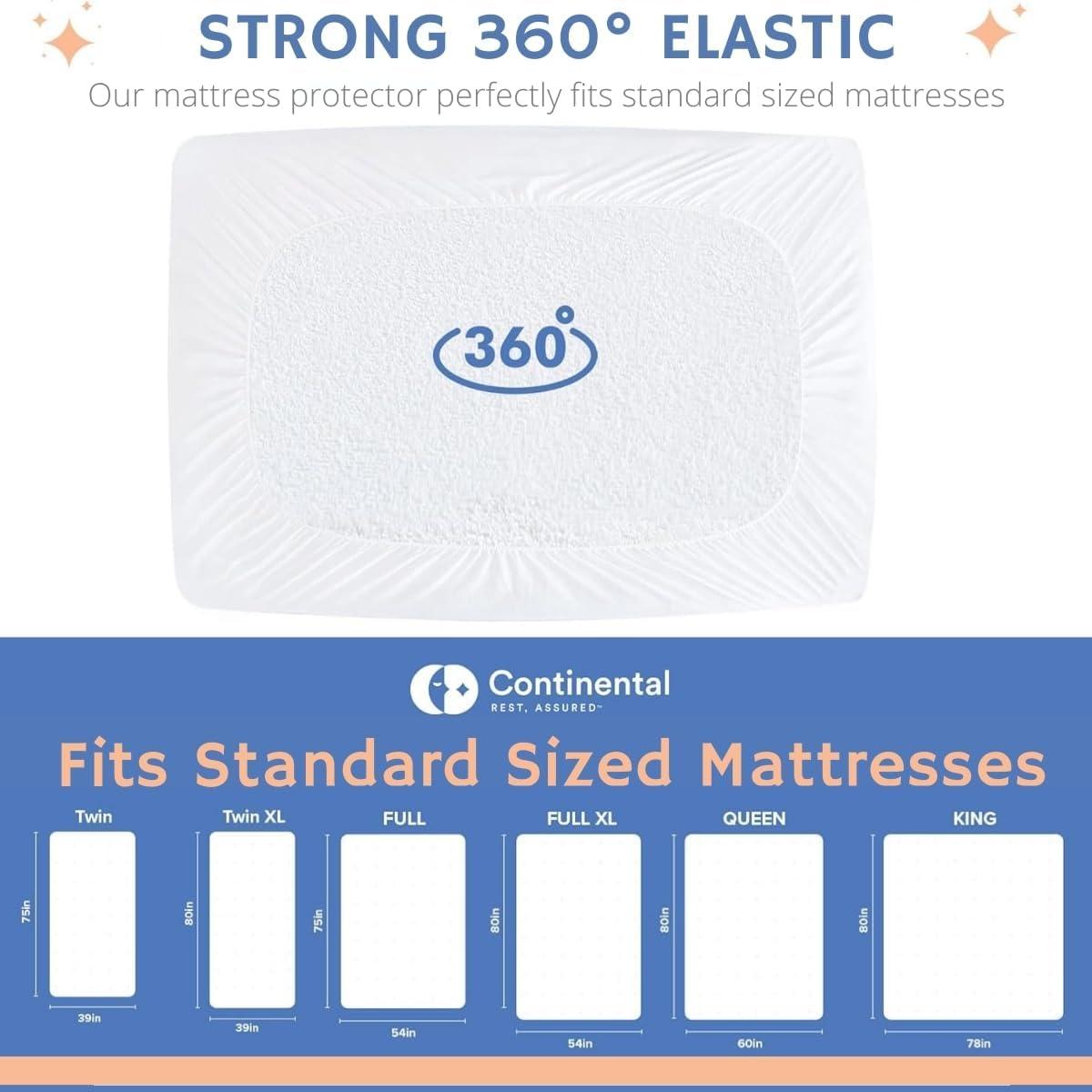 Continental Bedding Waterproof Terry Fitted Mattress Protector Sheet - Twin Size
