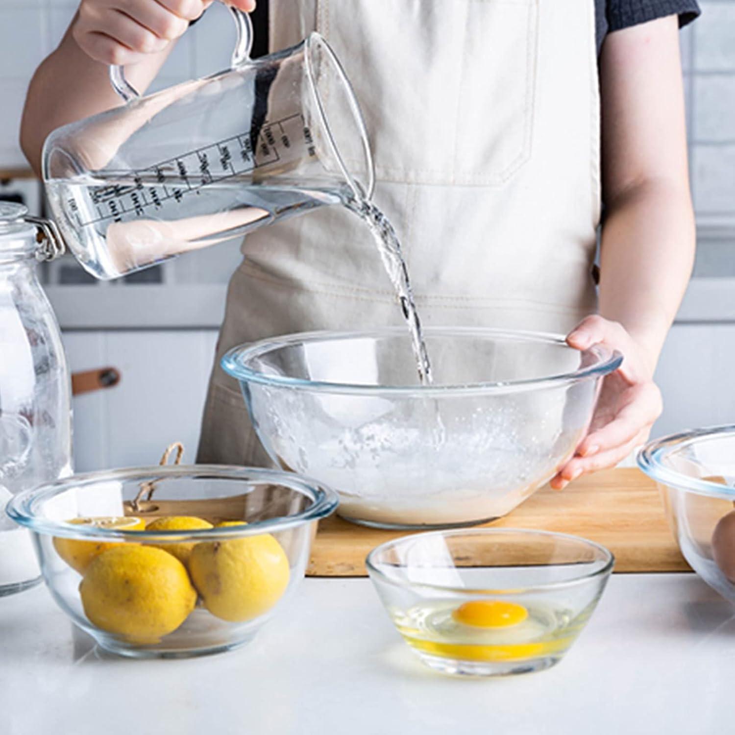 High Borosilicate Glass Mixing Bowl Set with Lids, 4 Pieces