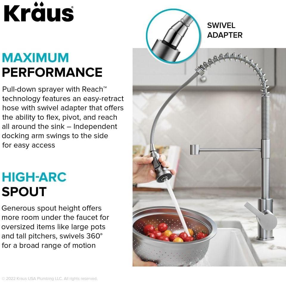 KRAUS Britt Touchless Sensor Commercial Single Handle Pull Down Kitchen Faucet