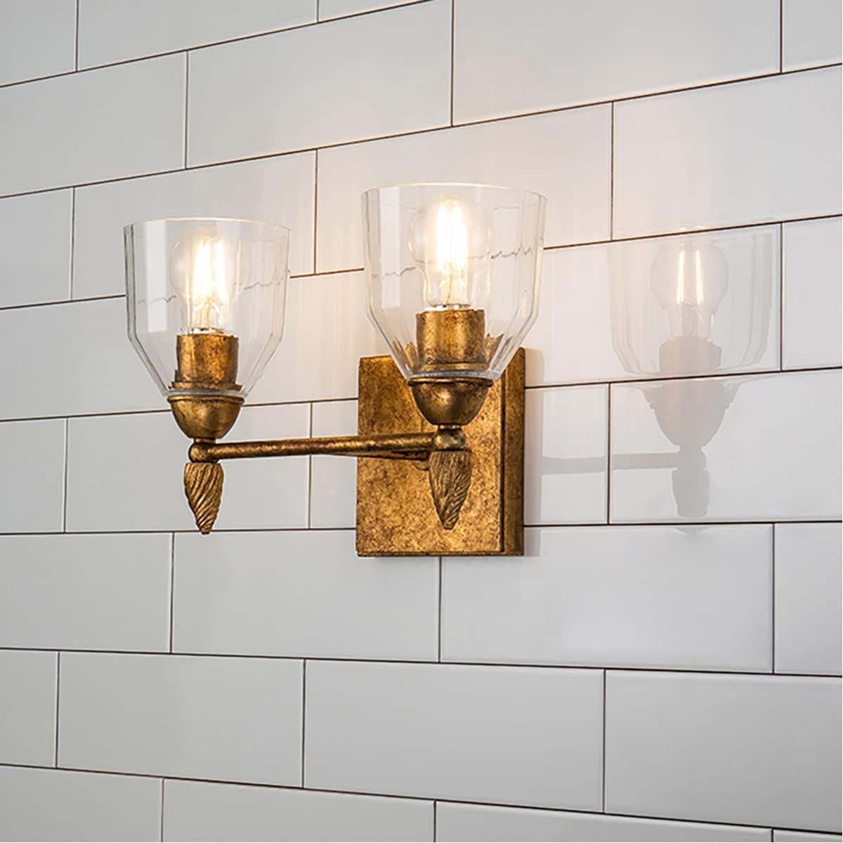 Lucas McKearn Felice 2-light Acorn-shaped Bath Vanity Light in Distressed Gold