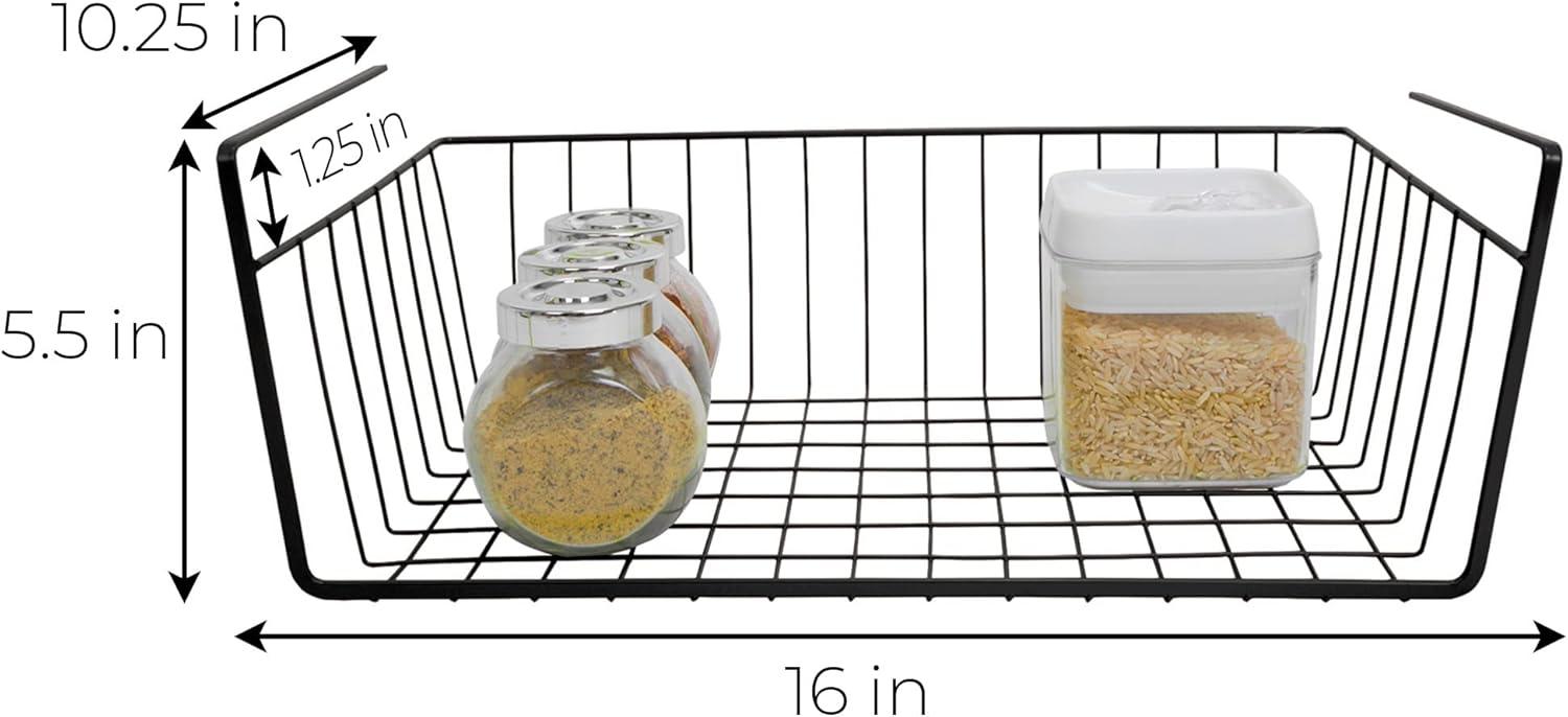Smart Design Undershelf Storage Basket - Medium - 16 x 5.5 inch - Black