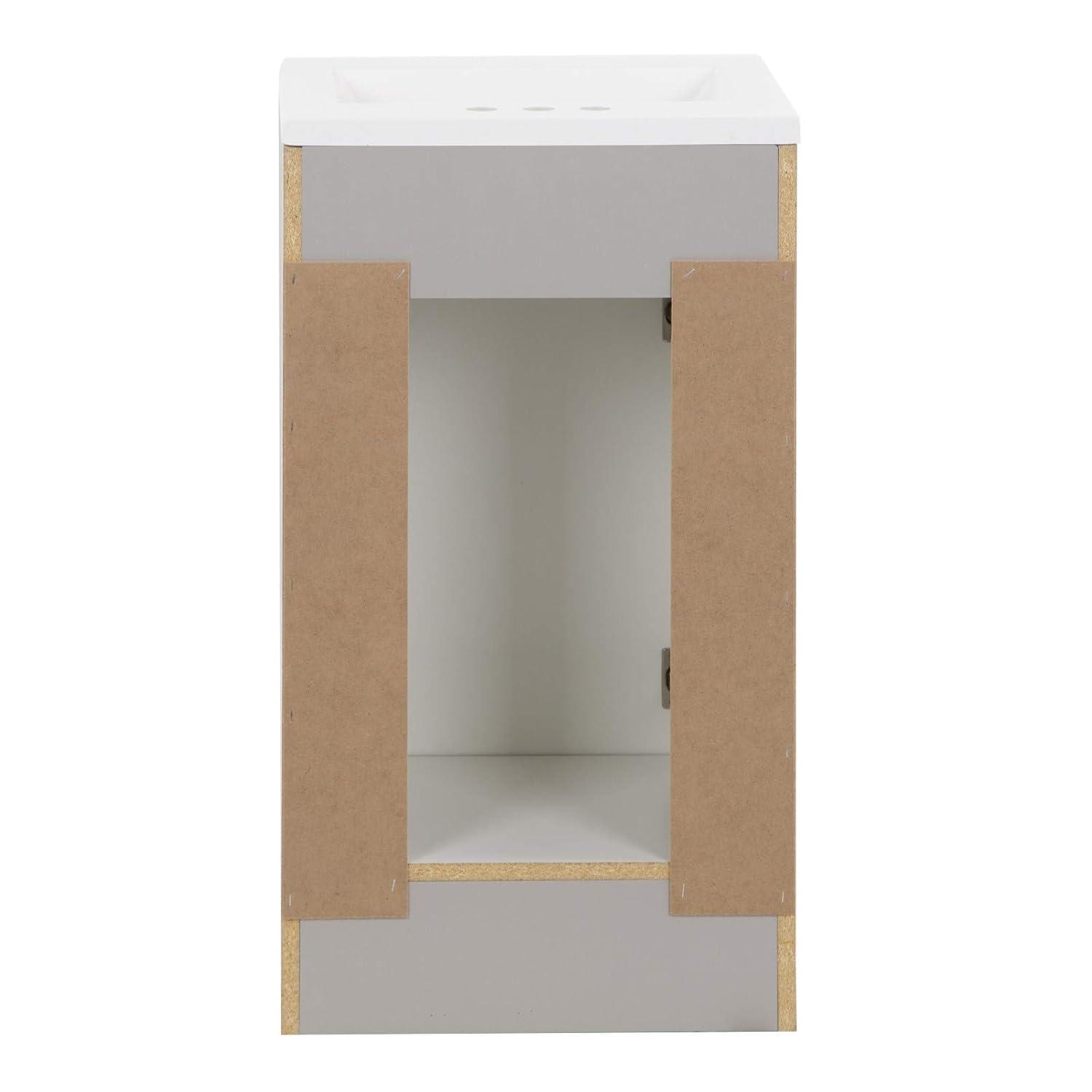 Spring Mill Cabinets Wyre 18 Inch Bathroom Vanity with White Single Sink Top, 1-Door Cabinet, 18.5" W x 16.68" D x 33.13" H, Gray